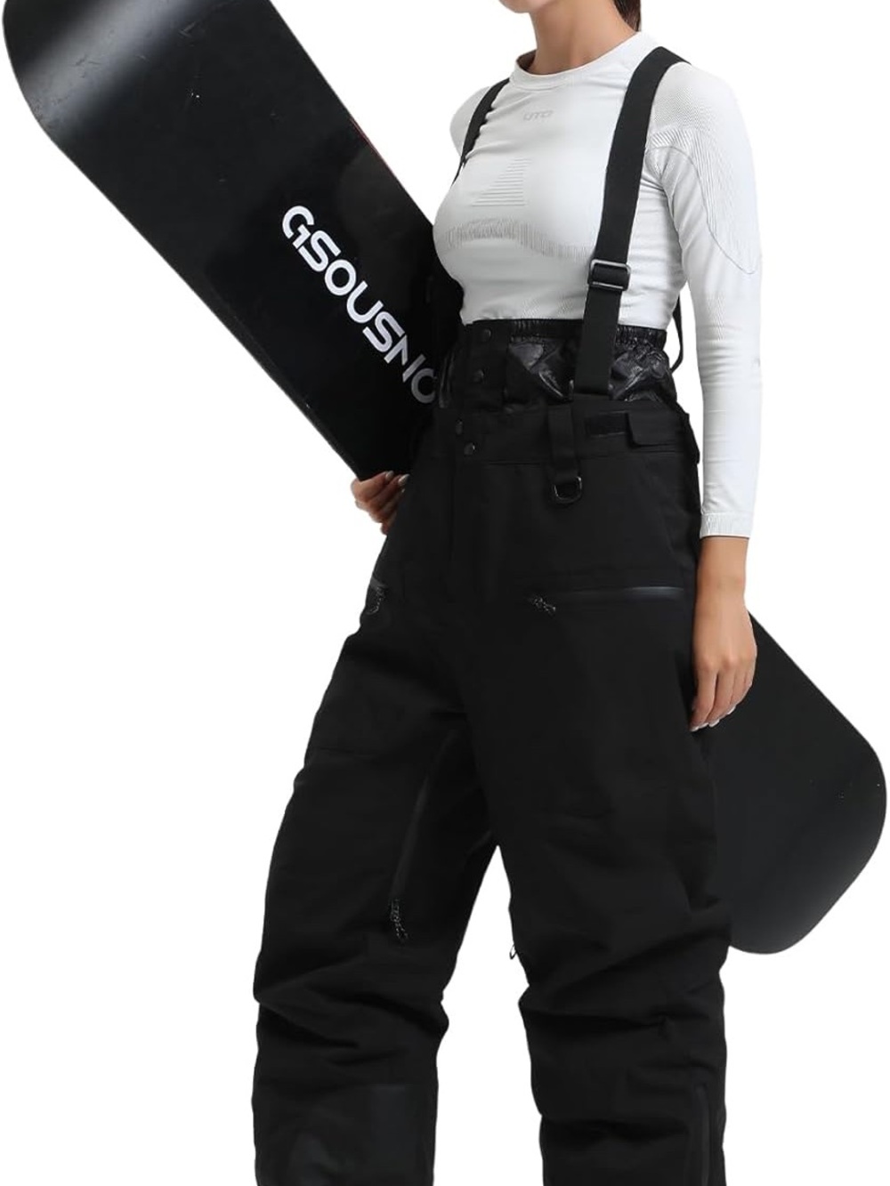 Black Snowboard Bib Pants with Adjustable Suspenders xxl